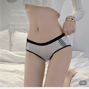 5 Pcs  green White Gray  Mid Waist women's cotton underwear Size M